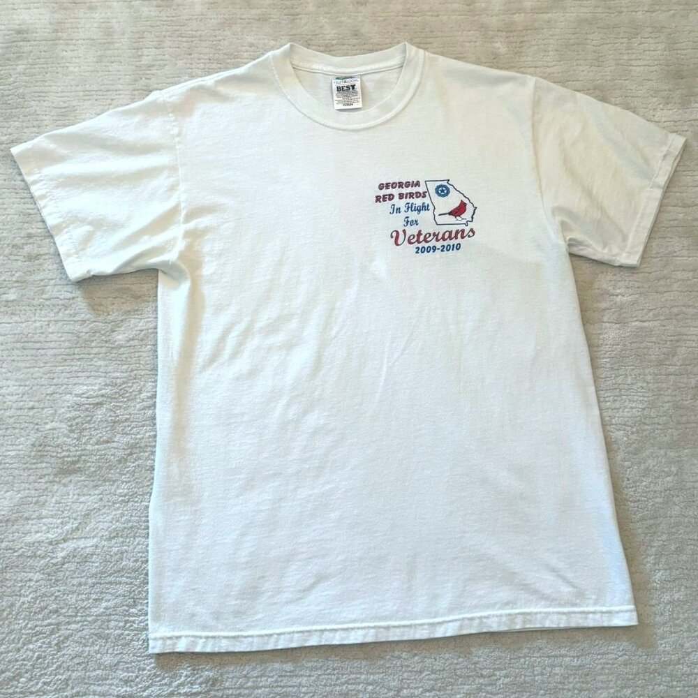 Georgia Red Birds Veterans Womens Size Medium T-Shirt White with Red Cardinal